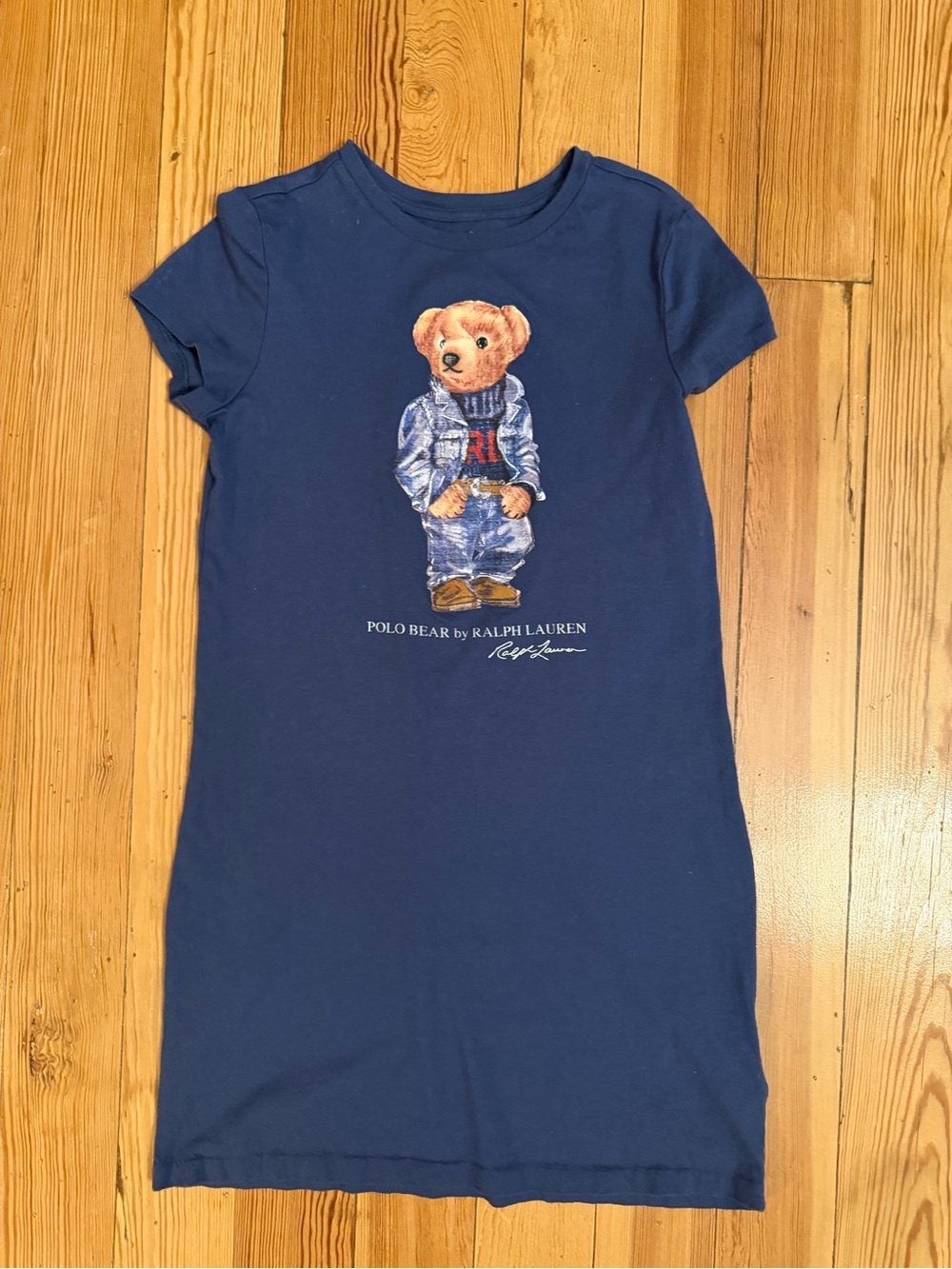Polo Ralph Lauren Navy Polo Bear Graphic Short Sleeve T-Shirt Dress Medium M 8-1